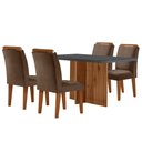 Ver imagem 2 de Sala de Jantar Mesa Olímpia 120cm Mdf Vidro Canto Copo com 4 Cadeiras Athenas Moderna