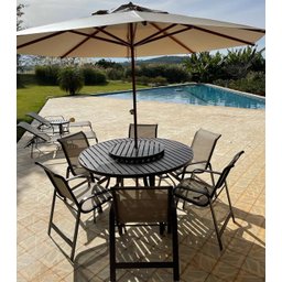 Conjunto para Piscina com Mesa Giratória, 6 Cadeiras Aluminio e Guarda Sol - 2