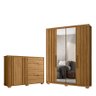 Kit Guarda Roupa C/ Espelho 4 Portas e Cômoda Sapateira Munique M01 Freijó Clique Chique - 1