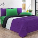 Ver imagem 2 de Kit Edredom + Jogo de Lençol Malha 100% Algodão Urbano 6 Peças King - Roxo-mescla-preto