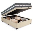 Ver imagem 5 de Cama Box Baú Casal Sintético + Colchão Anjos Black Graphite Molas Ensacadas 138x188x64cm Bege