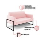 Ver imagem 6 de Sofá Namoradeira com 2 Poltronas Base Industrial Alta Preto Marisa Suede D03 - D’Rossi Rosa B