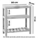 Ver imagem 3 de Aparador Ilha Bancada 80cm ? de Madeira Maciça, 3 Prateleiras, Acabamento Envernizado