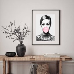 Quadro Twiggy Bola Chiclete - 60x48cm:madeira Branca - 2