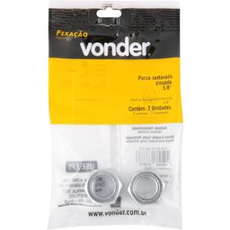 Porca Sextavada de 5/8'' Rosca Unc Cartela c/ 2 peças Vonder - 3