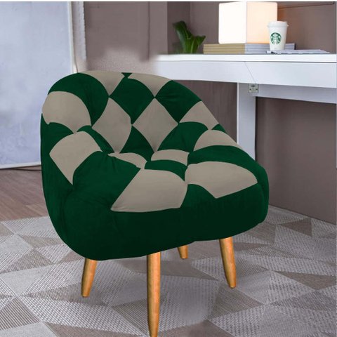 Poltrona Paloma Escritório Sala Pé Palito Suede Verde e Suede Cappuccino - Dominic Decor
