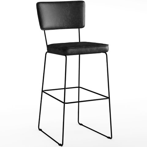 Banqueta Alta para Cozinha e Sala Jantar Base em Aço Fixa Allana L02 Couríssimo Preto - Lyam
