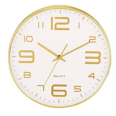 Relógio de Parede Branco e Dourado 9401 Mart