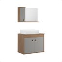 Ver imagem 2 de Conjunto Gabinete para Banheiro Pratiko Avelato Cinza