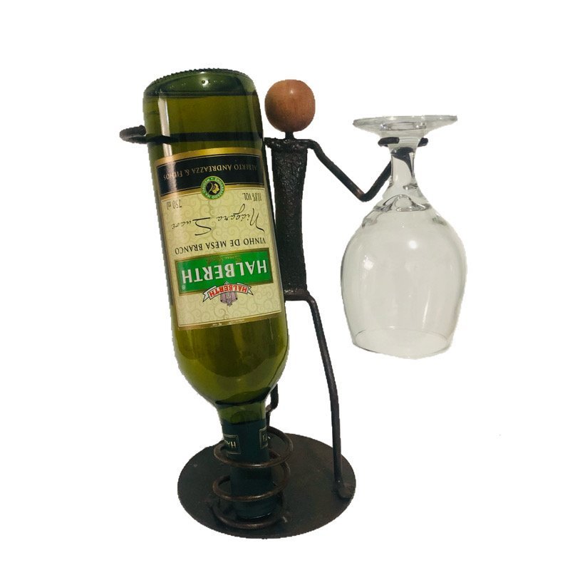 Suporte Para Garrafa Taça Ferro Decoração Adega Casa Vinhos