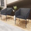 Ver imagem 2 de Kit 2 Cadeiras para Sala de Jantar Estar Living Olívia L02 Linho Cinza Escuro - Lyam Decor