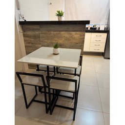 Mesa Prime Off White Quadrada 4 Cadeiras Preto/off White - 5