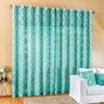 Cortina Para Sala Azul Tiffany Estampada 4m x 2,80m Varão Simples - 1