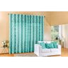 Cortina Para Sala Azul Tiffany Estampada 4m x 2,80m Varão Simples - 3