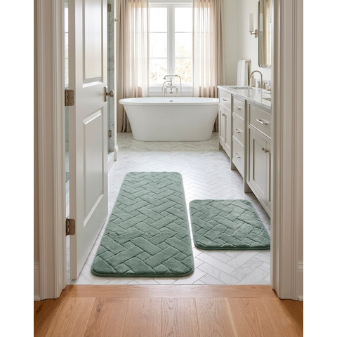 Kit Tapete + Passadeira Antiderrapante Conforto - Verde