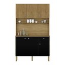 Ver imagem 1 de Armário de Cozinha Compacta 6 Portas e 1 Gaveta 111cm Veneza Ripado Freijó-preto - Pallazio