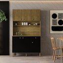 Ver imagem 3 de Armário de Cozinha Compacta 6 Portas e 1 Gaveta 111cm Veneza Ripado Freijó-preto - Pallazio