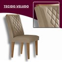 Ver mais imagens de Conjunto Mesa de Jantar com 6 Cadeiras Estofadas e Tampo de Vidro 180x80x90cm Off White/Imbuia