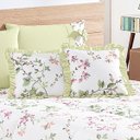 Ver imagem 3 de Kit Cobre Leito Verde Super King 3,10m x 2,60m com Babado Floral 7 Peças