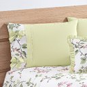 Ver imagem 2 de Kit Cobre Leito Verde Super King 3,10m x 2,60m com Babado Floral 7 Peças