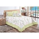 Ver imagem 4 de Kit Cobre Leito Verde Super King 3,10m x 2,60m com Babado Floral 7 Peças