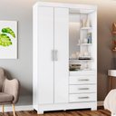 Ver imagem 5 de Guarda Roupa 2 Portas com Espelho 200x110 Cm Branco Briz