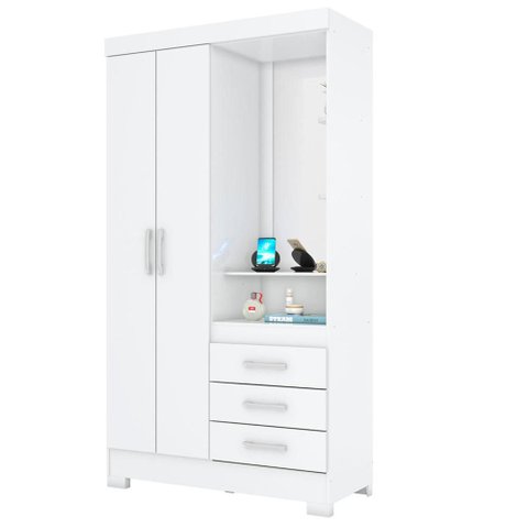 Guarda Roupa 2 Portas com Espelho 200x110 Cm Branco Briz
