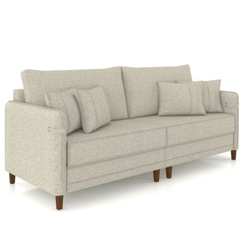 Sofá 3 Lugares Sala de Estar Living 252cm Asbury K01 Linho Champagne - Lyam Decor