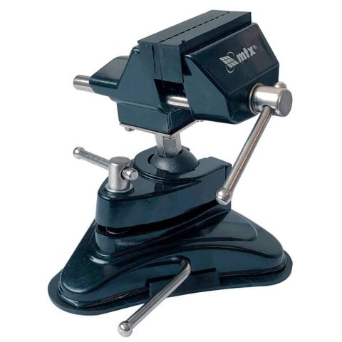 Mini Torno Morsa de Bancada 70mm com Base de Ventosa e Cabeça inclinável Giratória