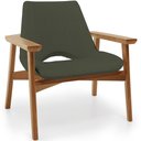 Ver imagem 1 de Poltrona Decorativa para Sala de Estar Living Base Madeira Becker L02 Linho Verde Musgo - Lyam Decor