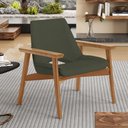 Ver imagem 6 de Poltrona Decorativa para Sala de Estar Living Base Madeira Becker L02 Linho Verde Musgo - Lyam Decor