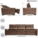 Ver imagem 2 de Sofá Retrátil e Reclinável 3,55m Cama inBox Big Star com SoftGel D40 Velupluma Castor