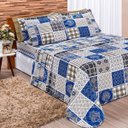 Ver imagem 1 de Cobre Leito Super King 3 Peças 3m x 2,90m Gigante Estampado Azul