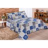 Cobre Leito Super King 3 Peças 3m x 2,90m Gigante Estampado Azul - 3