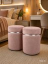 Ver imagem 4 de Kit de Puff com Cinta Superior Prata Nude Rose Veludo - Let Móveis