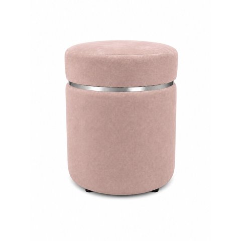 Kit de Puff com Cinta Superior Prata Nude Rose Veludo - Let Móveis