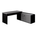 Ver imagem 2 de Mesa em L com Armário Lateral Caixa de Tomadas e 3 Gavetas 180cm Tampo Chanfrado Escritório Corporat