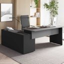 Ver imagem 1 de Mesa em L com Armário Lateral Caixa de Tomadas e 3 Gavetas 180cm Tampo Chanfrado Escritório Corporat