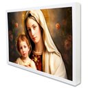 Ver imagem 2 de Quadro Decorativo Virgem Maria e o Menino Jesus em Moldura Caixa Tacolado Moldura Trad 1cm Branca Se