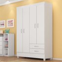 Ver imagem 6 de Kit Guarda Roupa Solteiro 4 Portas Astro Cômoda Astral - Branco