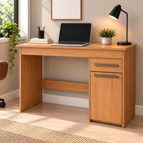 Escrivaninha 1 Porta 1 Gaveta 100% MDF com Tampo Amplo Atenas Espresso Móveis