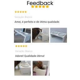 Comedouro Elevado Duplo Pet Gato Cachorro Mdf Nick - Porcelana - Branco - 6