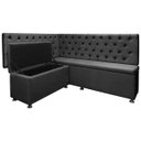 Ver imagem 3 de Conjunto Canto Alemão com Bau para Bar Lanchonete Capitone Cinza 125x160cm Sofa Store