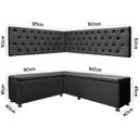 Ver imagem 6 de Conjunto Canto Alemão com Bau para Bar Lanchonete Capitone Cinza 125x160cm Sofa Store