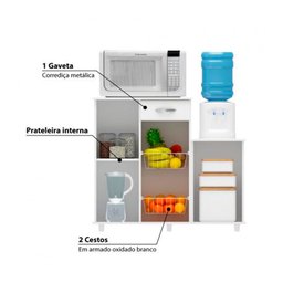 Fruteira Armário Balcão Multiuso Cozinha Diva Branco Notável - 2