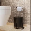 Ver imagem 2 de Kit Lixeira 6l e Porta Papel Higiênico Eleganza Metal Preto - Pallazio