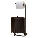 Ver imagem 1 de Kit Lixeira 6l e Porta Papel Higiênico Eleganza Metal Preto - Pallazio