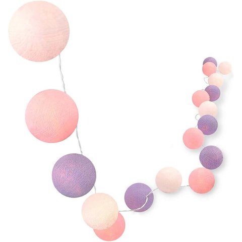 Bolinhas de Luz Cormilu Led, À Pilha, 10 Bolas, 1.5m, (rosa e Lilás)