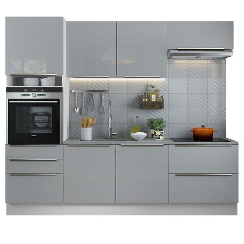 Cozinha Completa Lux com Armário 6 Portas 5 Gavetas Branco