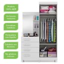 Ver imagem 3 de Guarda-Roupa Solteiro com Espelho 2 Portas 4 Gavetas Melissa Acp Móveis Flex Color